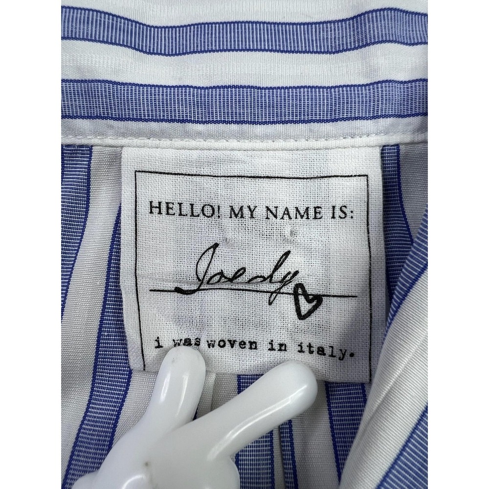 Frank & Eileen Shirt Womens Small Blue Stripe Joedy Button Up Woven Italy Cotton - Picture 5 of 12